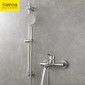 304 Stainless Steel Brushed Shower Simple Set Hot and Cold Bathtub Faucet Bracket Set Shower Nozzle ciencia. 