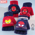 Children's Half Finger Flip Gloves Boys Autumn and Winter Open Finger Pupils' Writing Warm Kids Spider-Man. 