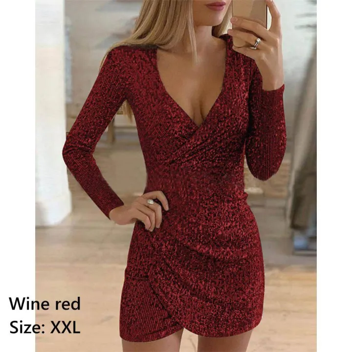 %E3%80%90ThinkWay%E3%80%91Women%20Dress%20V%20Neck%20Bodycon%20Dress%20Fashion%20Mini%20Dress%20Slim%20Sequins%20Party%20Evening%20Dresses%20Clubwear%20-%20Image%202