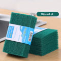10pcs Nylon Emery Scouring Pad Dish Cloth Kitchen Household Dish Washing Cloth Non- Cleaning Cloth Rust Removal Brush Pot. 