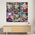 A3/A4 Size Framed wall posters GTA 3 Gta vice city Gta 5 Gta 6 Grand Theft Auto game series wall posters wall decorations for any room. 