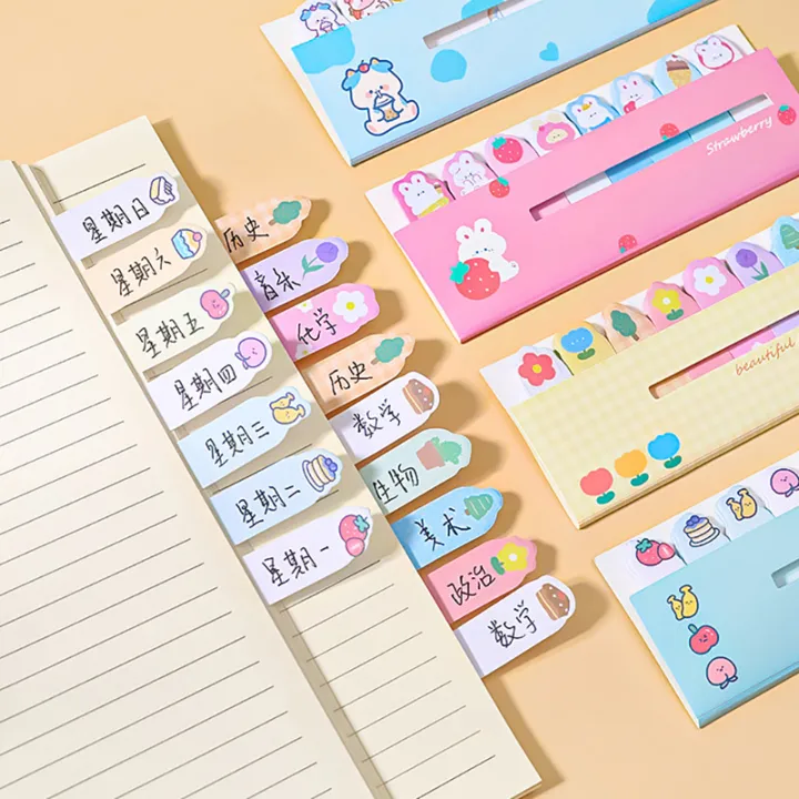 Classified Sticky Note 120 Sheets Kawaii Animal Sticky Note Classified Sticker Label Bookmark ...