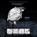 DGSenpi Men's Multi-Functional Waterproof Big Dail Watch Ge-nuine Leather Strap Calendar Quartz Watch. 