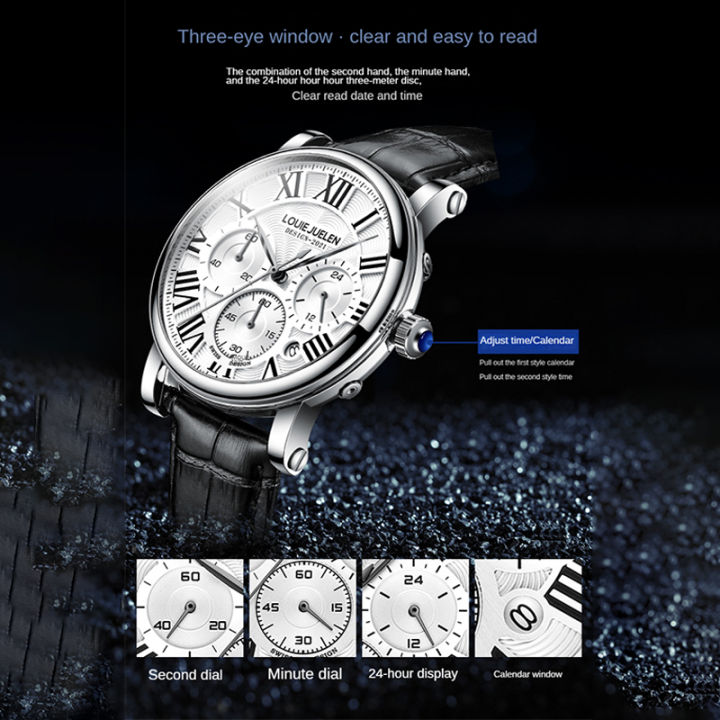 DGSenpi%20Men's%20Multi-Functional%20Waterproof%20Big%20Dail%20Watch%20Ge-nuine%20Leather%20Strap%20Calendar%20Quartz%20Watch%20-%20Image%207