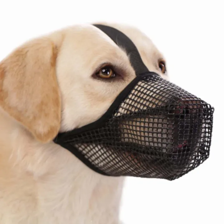 Soft Dog Mesh Covered Muzzles Prevent Biting Chewing and Licking Adjustable Straps No Biting Barking Chewing Licking