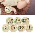7x Baby Milestone Cards Round Wooden Monthly Cards for Home Table Decoration. 
