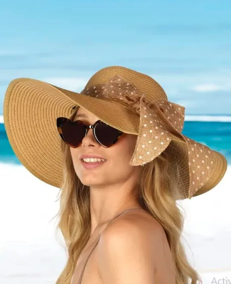 Hats for Women Sun hat fashion pearl woven straw hat summer