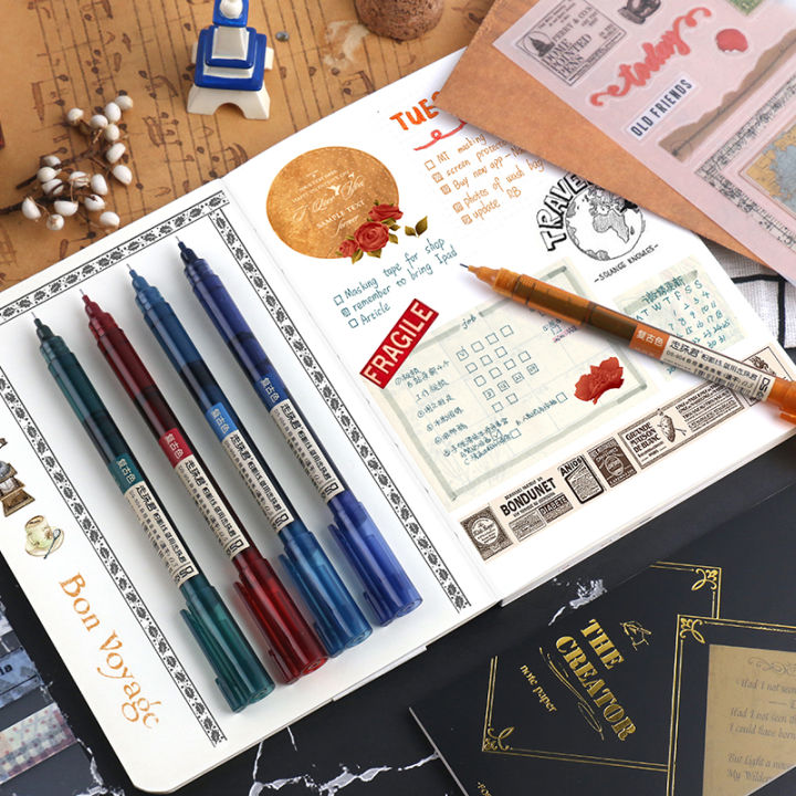5%20Pcs%20High%20Straight%20Liquid%20Gel%20Pen%20Ds-904%20Quick%20Dry%20Vintage%20Colour%20Ink%2010%20Colors%20Set%200.5mm%20Needle%20Shaped%20Nib%20Handbook%20-%20Image%205