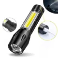 Metal Aluminium Alloy Rechargeable COB LED Flashlight Mini Torch with Adjustable Focus. 