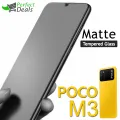 Poco M3 Stylish Full Cover Matte Texture Tempered Glass  Protector POCOM3 Frosted Glass for Xiaomi Mi Poco M3. 
