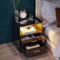 VTEC HOME Modern Lighted Bedside Table with 2 drawers / Side Table / End Table /Nightstand / Bedside Cabinet / Bedroom Furniture / Drawer Cupboard / Modern Furniture / Living Room Furniture / Lighted Furniture / Modern Bedside Cupboard - WLBC 1600. 