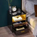 VTEC HOME Modern Lighted Bedside Table with 2 drawers / Side Table / End Table /Nightstand / Bedside Cabinet / Bedroom Furniture / Drawer Cupboard / Modern Furniture / Living Room Furniture / Lighted Furniture / Modern Bedside Cupboard - WLBC 1600. 