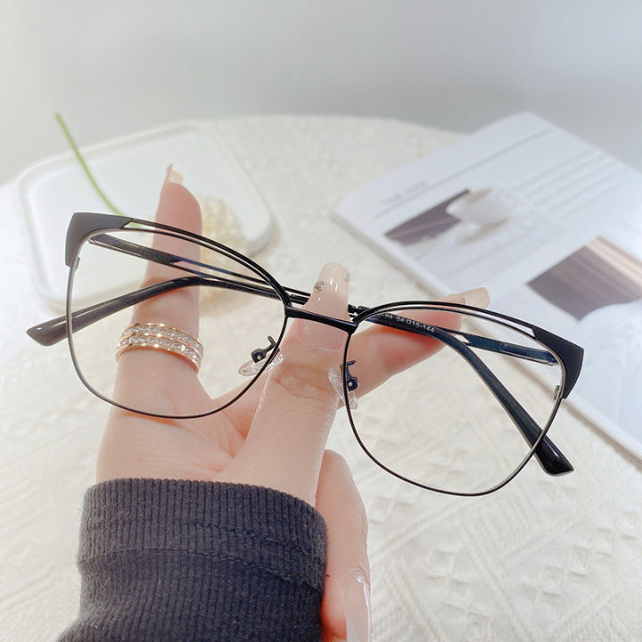 MengshanBargain price Fashion Brand Design Retro Cat Eye Metal Frame Photochromic Anti Blue Light Computer Women Reading Glasses Degrees 0 To +600