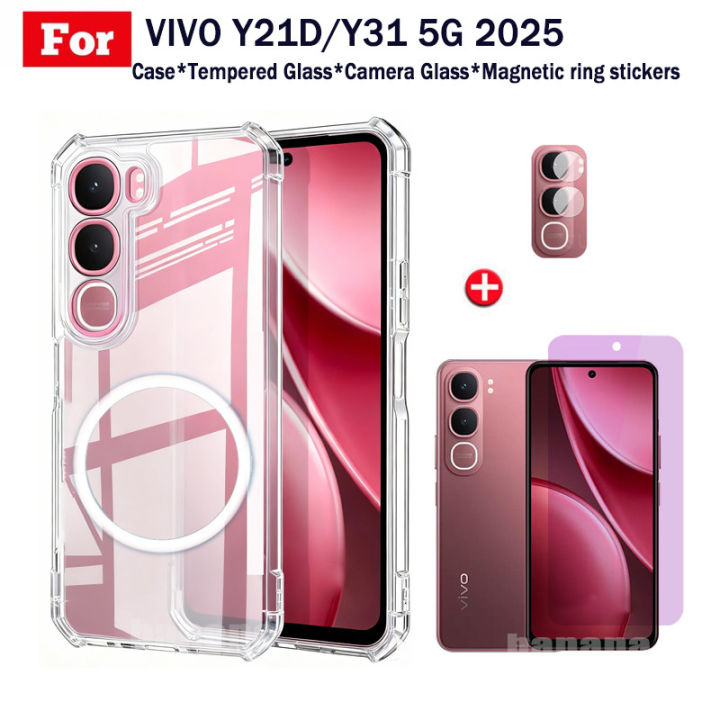 Vivo%20Y21D%20Transparent%20TPU%20Shockproof%20Phone%20Case%20With%20Magnetic%20Wireless%20Charging%20Sticke%20for%20Vivo%20Y21T%20Y21S%20Y21A%20Y20%20Y20I%20Y20S%20Anti%20Spy%20Privacy%20Tempered%20Glass%20+%20Lens%20Film%20-%20Image%202