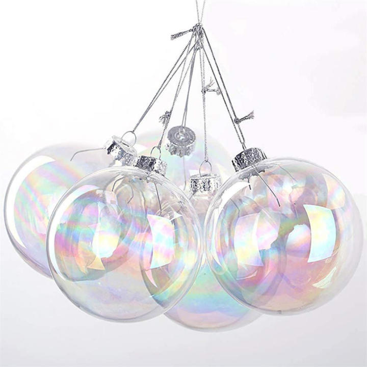 Clear Plastic Ornaments Decorative Christmas Balls Clear Iridescent Decorations Plastic Christmas Ball Ornaments Fillable Ornament Ball