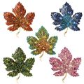 Women Exquisite Luxury Rhinestone Maple Leaf Pins Jewelry Lady Decoreation Boutique Banquet Party Dress Brooches Badges Corsage. 