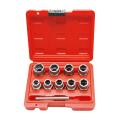 10pc Nut Extractor 1/2 Square Hole Air Cannon Electric Wrench Use Sliding Nut to Remove Red Box Tool Set. 