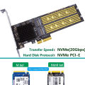 PCI-E X4 to Dual NVMe PCIe Adapter,Support M.2 (M Key) NVMe SSD. 