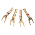 4Pcs U/Y Spade Gold Plated Banana Plug Audio Speaker Cable Connector Adapter. 