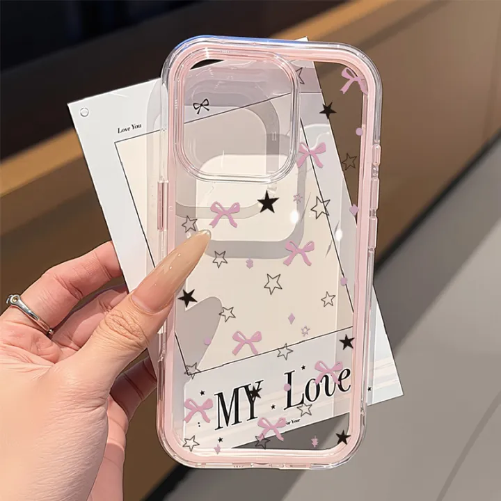 Cute%20Pink%20Bow%20Phone%20Case%20For%20iPhone%2013%20Case%20iPhone%2015%2017%2014%2011%2012%2016%20Pro%20Max%20Transparent%202%20IN%201%20Shockproof%20Silicone%20Soft%20Cover%20-%20Image%203