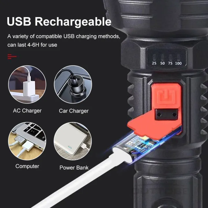 Outdoor%20Flashlights%20Emergency%20Electric%20To-rch%20%20Light%20Portable%20Lamp%20Light%20Camping%20Hiking%20Work%20Lights%20Flashlight%20Bright%20Searchlight%20Spotlight%20300M%20Distance%20USB%20Rechargeable%20Flashlight%20-%20Image%205