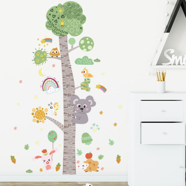Cartoon Animal Trees Height Measure Wall Stickers for Kids Rooms Baby Room Decoration Meter Child Growth Chart Wallpaper Nursery Children's Room Bedroom Porch Kindergarten Classroom Decoration Wall Sticker Mural Wall Decal
