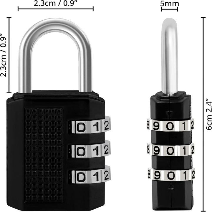 3-Digit Number Combination Anti-Theft Zinc Alloy Lock-Resettable PIN Number Padlock for Door,Luggage, Suitcase-Polished Finishing
