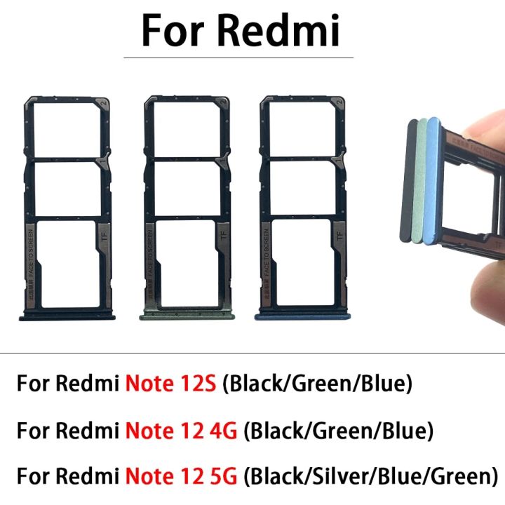 Original Dual Card SIM Card Tray chip Slot drawer Holder Adapter Accessories For Xiaomi Redmi Note 12S 12 4G Pro 5G Plus + Pin