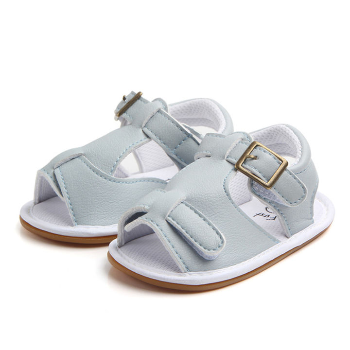Kidlove 1 Pair Of Baby Boys Artificial Pu Sandals  Shoes Rubber Non-slip Soft Sole Adjustable Buckle Toddler Shoes Casual Walking Shoes color