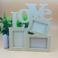 Wooden Hollow Love Photo Frame for 3 Pictures DIY Home Decor with String - Burlywood. 