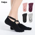 Women Bandage Yoga Socks Non-Slip Silicone Cotton Sports Fitness Dance Ballet Gym Workout Slipper with Grips Pilates Socks. 