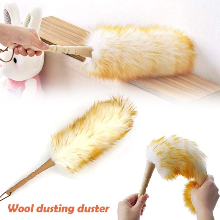 【HOT】 Dust Brush Household Feather Duster Dusting Cleaning Brush Wool Duster Brush Anti-Static Cleaning Furniture Feather Duster 먼지털이