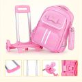 Children School bag set with Wheels Students Backpack School Trolley Bag School Rolling Wheeled Backpack For Girls. 