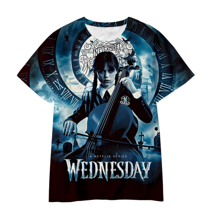 2023%20New%20Wednesday%20Addams%203D%20Printing%20T-shirt%20Men%20Women%20and%20Children%20Summer%20Casual%20Pop%20New%20Style%20Clothing%20Tee%20Tops%20-%20Image%202