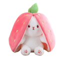 18cm Cosplay Strawberry Carrot Rabbit Plush Toy Stuffed Creative Bag into Fruit Transform Baby Cuddly Bunny Plushie Doll For Kid. 