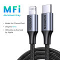 UGREEN USB C to Lightning Cable Nylon Braid MFi Certificate for iPhone 13,12, 12 Pro,11 /iPhone 11 Pro /XS Max X 8 20W PD Fast Charger Data Cable for Macbook Pro, Air, iPad Pro 2020,2018 USB C Cord. 