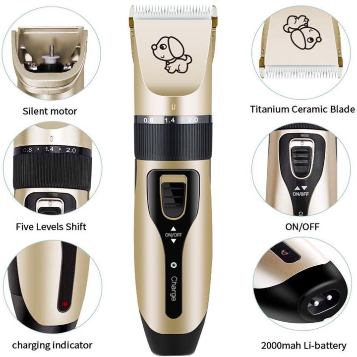 Cordless Dog Clipper Kits Dog Grooming Clippers Pet Hair Trimmer with 4 Combs