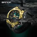 【Miga Plaza】SANDA 739  Style Large Dial Men's Watch Male Student Fashion Trend Multi-Function Digital Waterproof Luminous Chronograph Watches. 