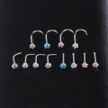 AOEDEJ 1 Piece CZ Crystal Nose Stud 20g L/I/S Shape 316L Stainless Steel Nostril Piercings Heart Star Gems Nose Piercing Jewelry. 