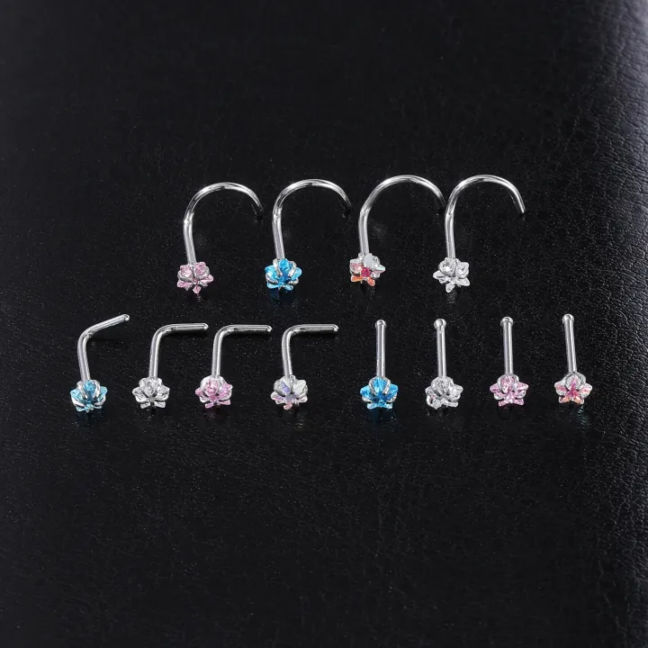 AOEDEJ%201%20Piece%20CZ%20Crystal%20Nose%20Stud%2020g%20L/I/S%20Shape%20316L%20Stainless%20Steel%20Nostril%20Piercings%20Heart%20Star%20Gems%20Nose%20Piercing%20Jewelry%20-%20Image%205