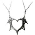 【IKE】Gothic Devil Wing Couple Necklace for Women Men Dragon Wing Love Heart Pendant Necklace Friendship Necklaces Family Jewelry. 