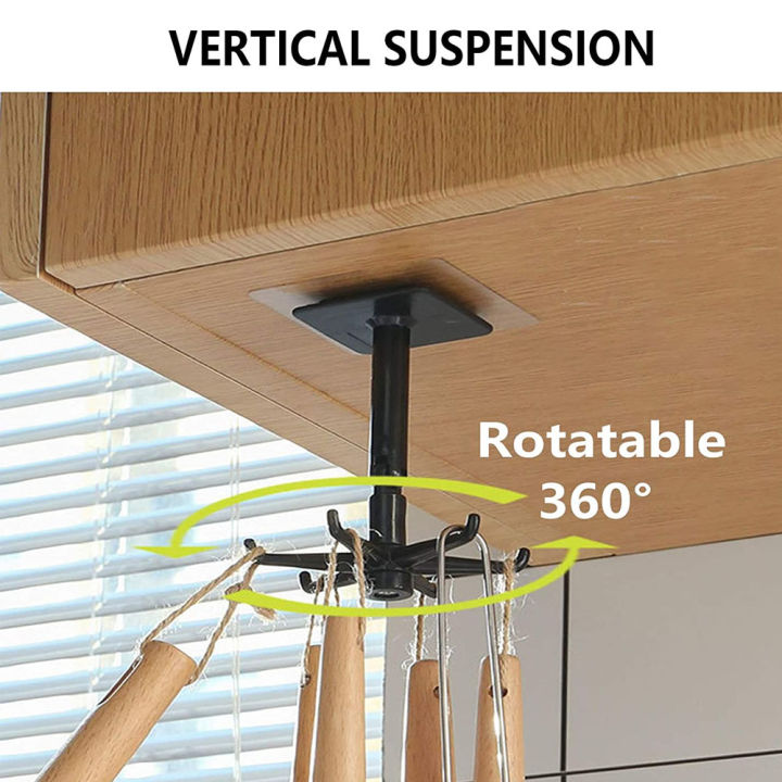 Kitchen%20Utensil%20Hanger%20with%206%20Hooks,Under%20Cabinet%20Utensil%20Holder%20360%C2%B0%20Rotatable%20Kitchen%20Hooks%20Utensil%20Rack%20Space%20Saving%20No%20Drilling%20Nail%20Free...%20-%20Image%206