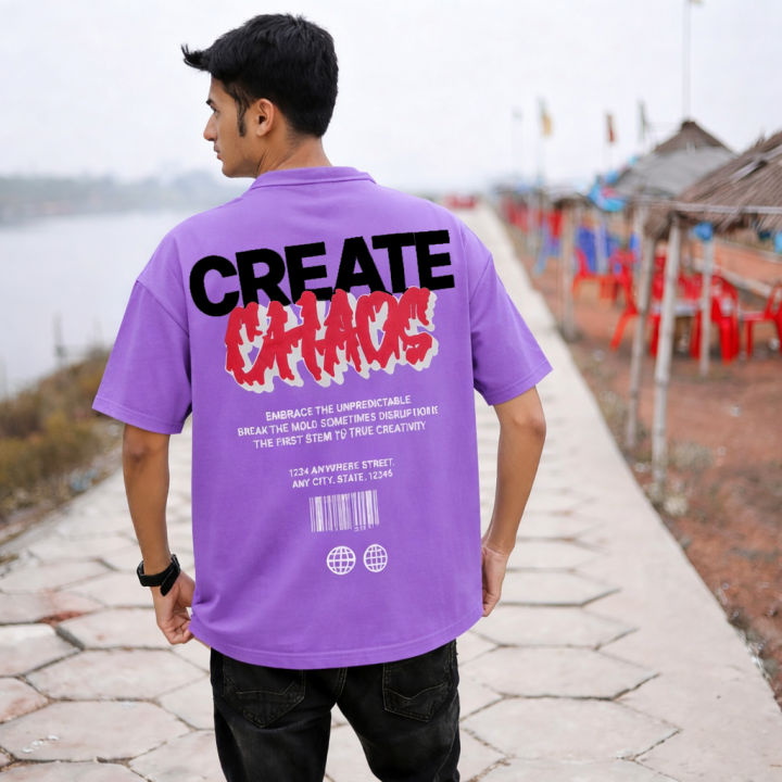 Casual Graphic Print Crew Neck T-Shirts with Drop Shoulder - Unisex Comfort Fit
