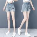 Trendy Women's Ripped High Waist 2024 Summer Thin Versatile Outer New Denim Hot Pants Annual Shorts ins Slimming. 