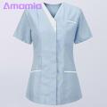 V-neck Design Nurse Tops Women's V-neck Nurse Scrub Tops with Pockets Stylish Patchwork Color Nursing Uniforms for Work Short Sleeve Overalls Workwear Nurse Uniform. 
