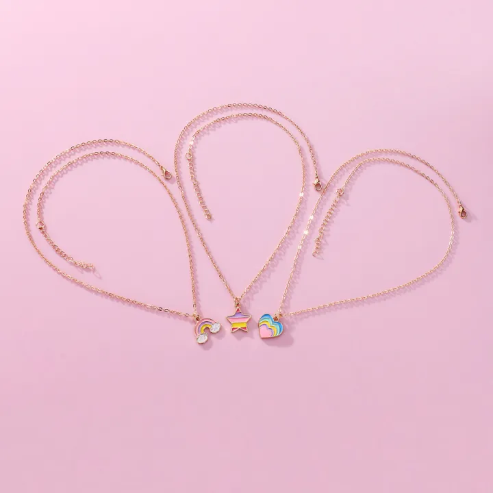 Kidlove%20Cute%20Necklaces%20For%20Teen%20Girls%20Kids%20Sweet%20Heart-shaped%20Star%20Cloud%20Pendant%20Clavicle%20Chain%20Necklace%20Birthday%20Gift%20-%20Image%208