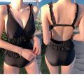 Swimsuit Female Online Influencer One-Piece New Korean Style Slim Cover Belly Stretchy Slim-Fit White Girl Mesh Swimsuit. 