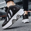 Internet Celebrity Skate Shoes Four-Wheel Heelys Male and Female Student Version Wheel Retractable the Skating Shoes Children Pulley Shoelace Wheel. 
