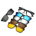 6 in 1 Magnetic Sunglasses (2202A) Clip On Spectacle Snap On Glasses EyeglassesMini - Figures. 