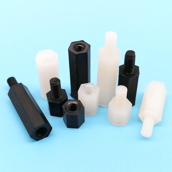 25X M2 M2.5 M3 M4 Black White Nylon Plastic Hex Hexagon Coupling Connector Joint Column Standoff Spacer Bolt for Motherboard
